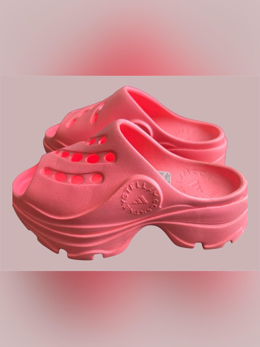 Adidas by Stella McCartney Bright Coral Foam Slip-On Clog Size 6 runs large